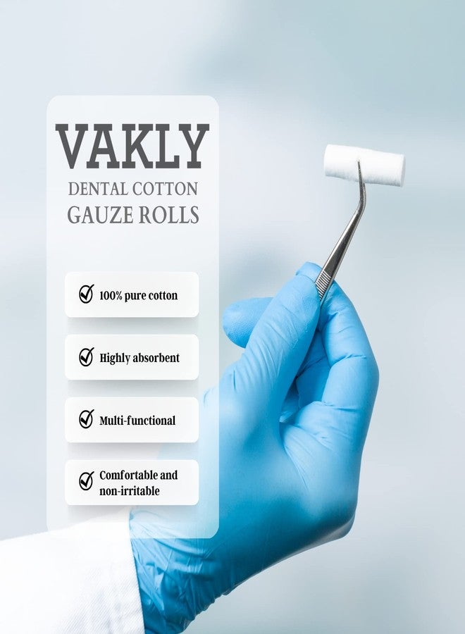 Vakly 100 Dental Cotton Rolls for Mouth Gauze and Nosebleeds Plug Stopper - #2 Medium 1.5" Non-Sterile 100% High Absorbent Blood Clotting Cotton roll (100 Count) - Image 3